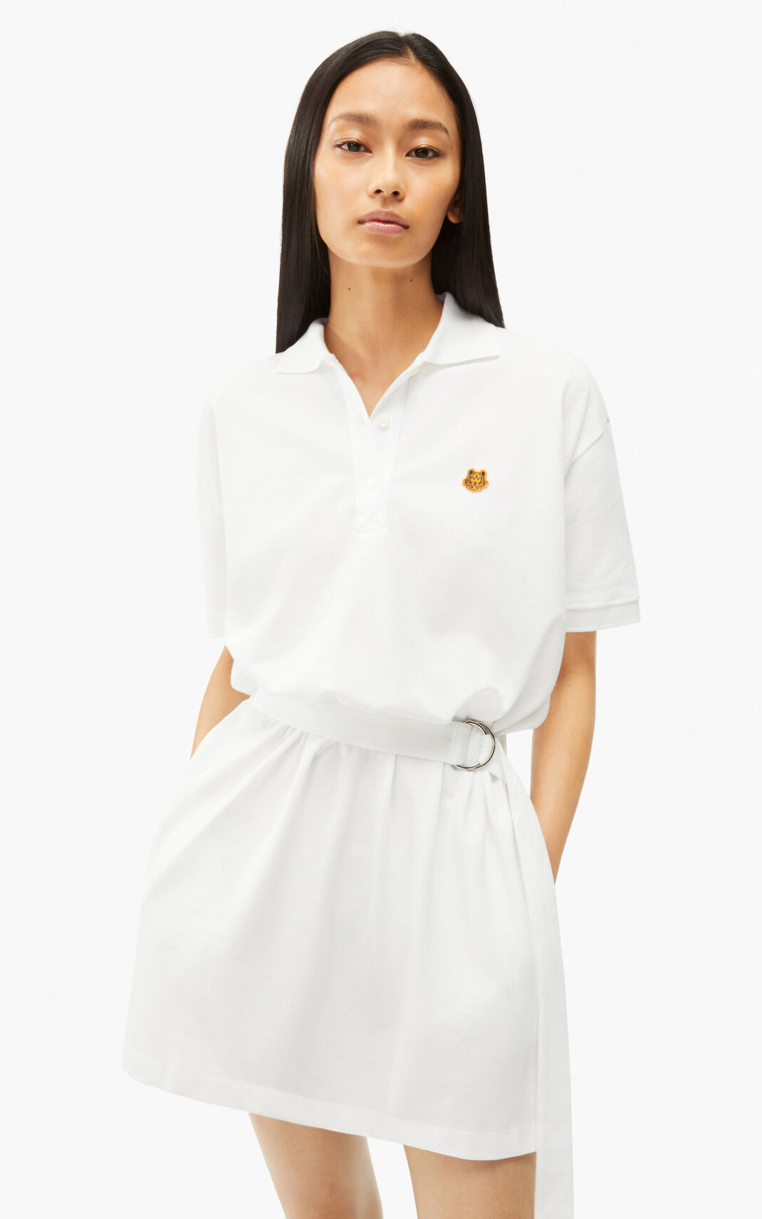 Kenzo Tiger crest polo Vestidos Mujer Blancas | 4029653-XE